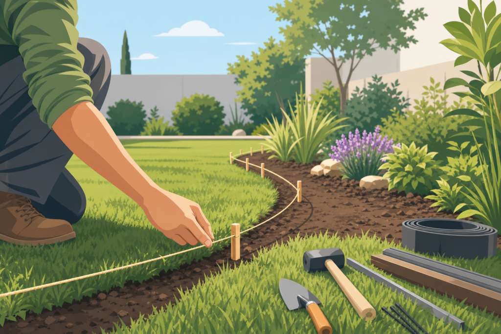 Comment installer une bordure de jardin propre et durable sans béton : matériaux, tracé et erreurs à éviter — illustration 1