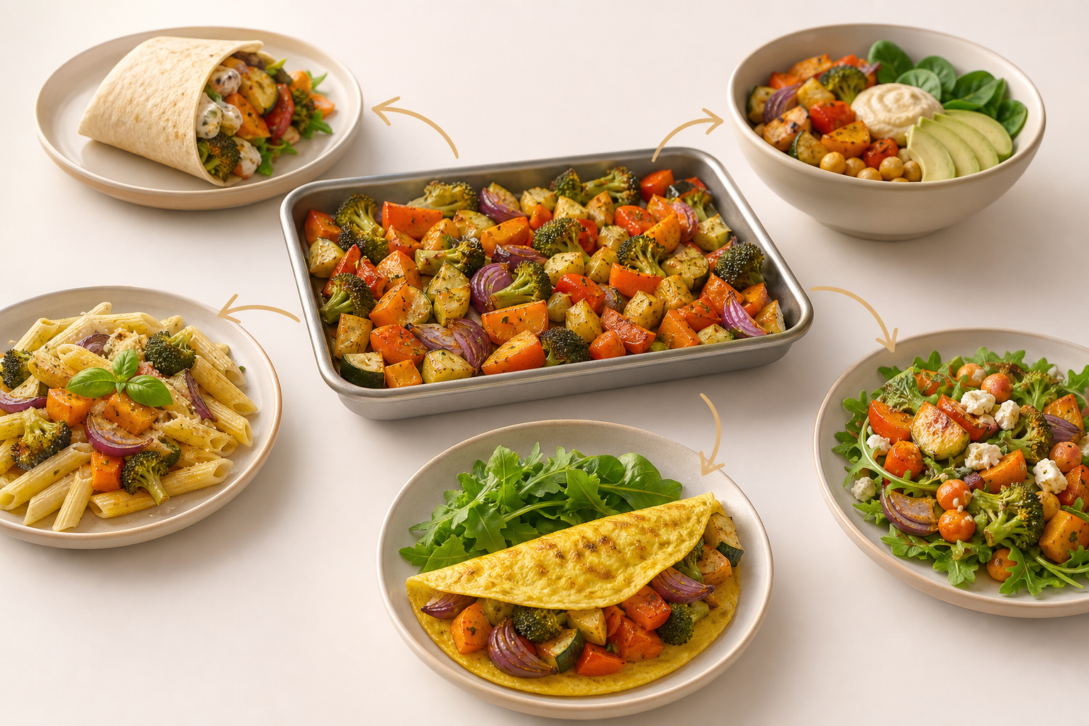 Préparer 5 dîners simples avec une seule base de légumes rôtis