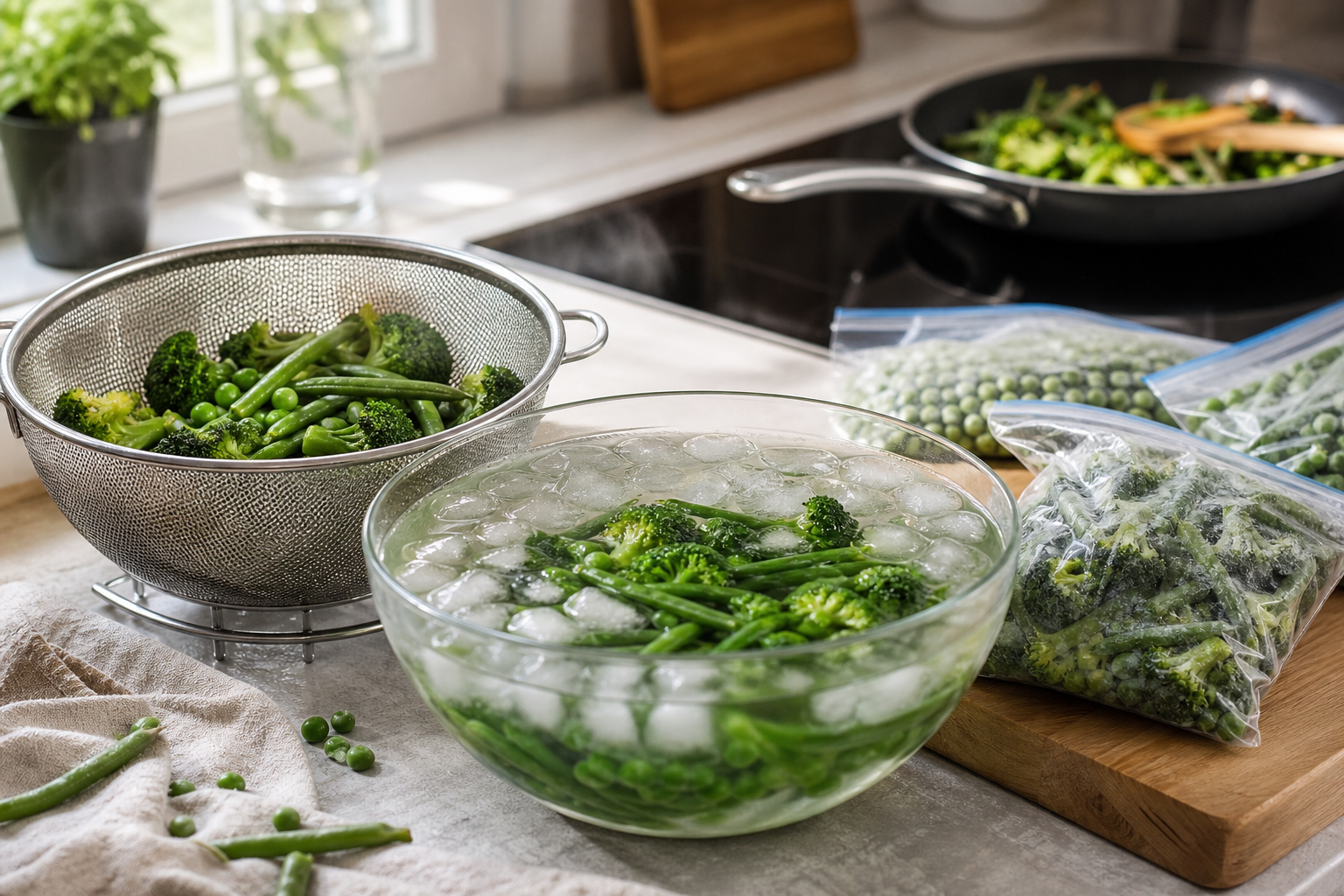 Comment blanchir, surgeler et cuisiner les légumes verts pour qu’ils gardent couleur, texture et goût