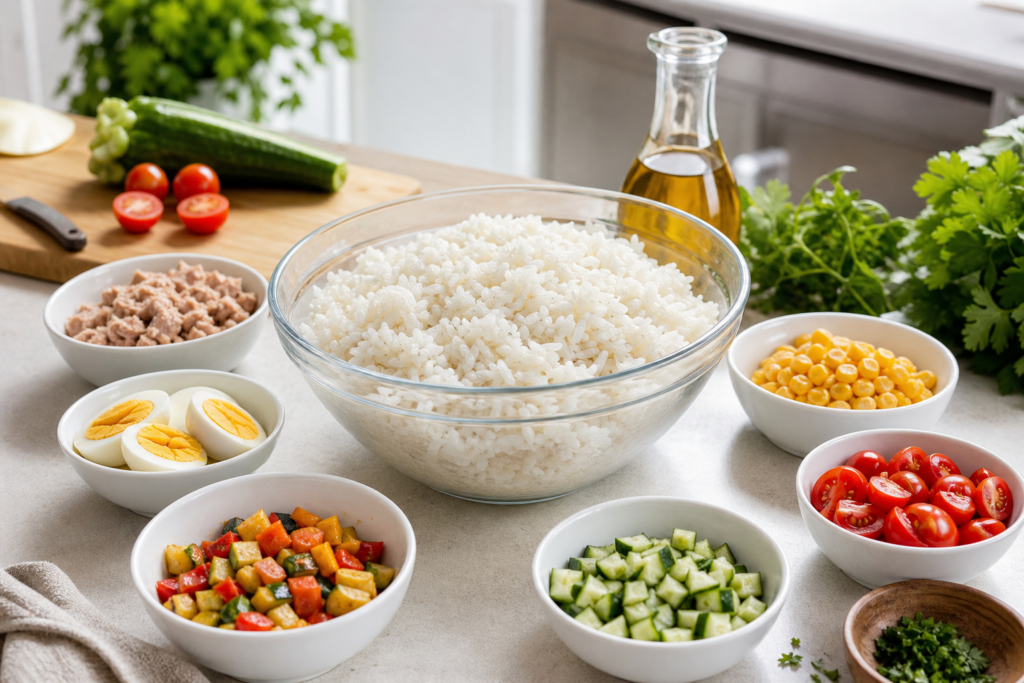 Comment composer 5 repas du midi simples et équilibrés avec un reste de riz déjà cuit — illustration 1