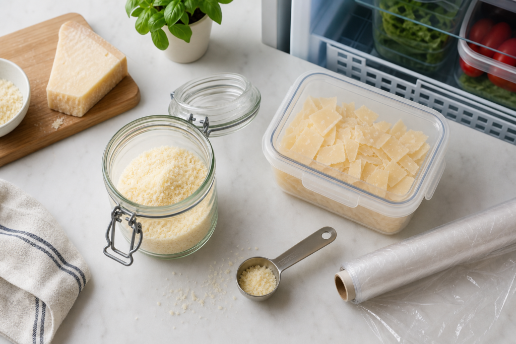 Comment conserver le parmesan râpé ou en copeaux plus longtemps sans qu’il sèche ni perde son arôme — illustration 1