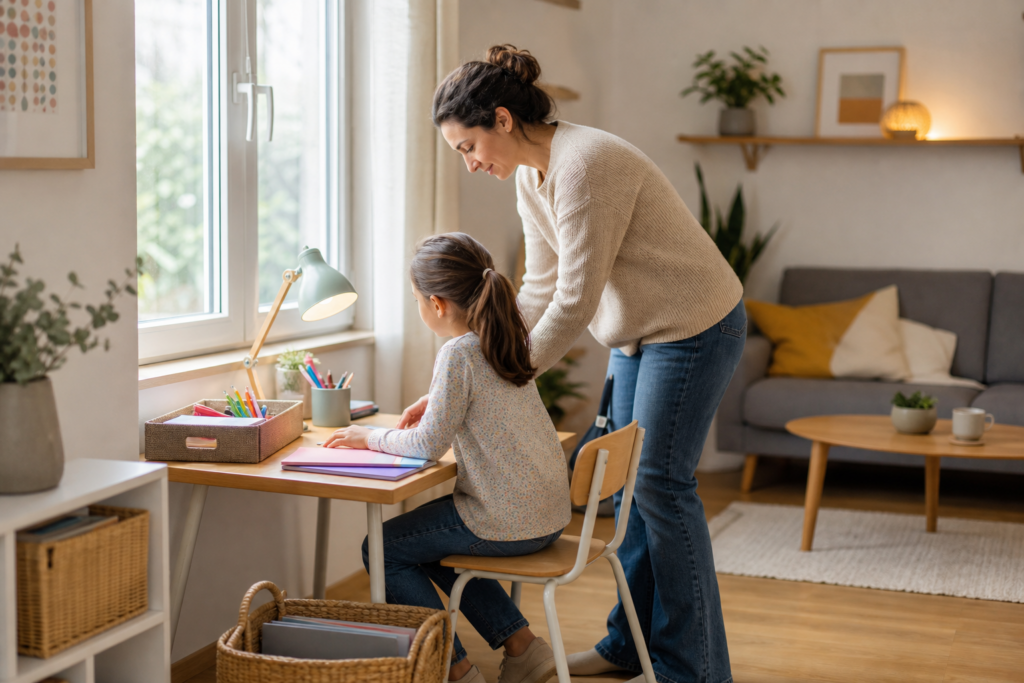 Comment préparer un coin devoirs adapté à l’âge de son enfant sans transformer la maison en salle de classe — illustration 1
