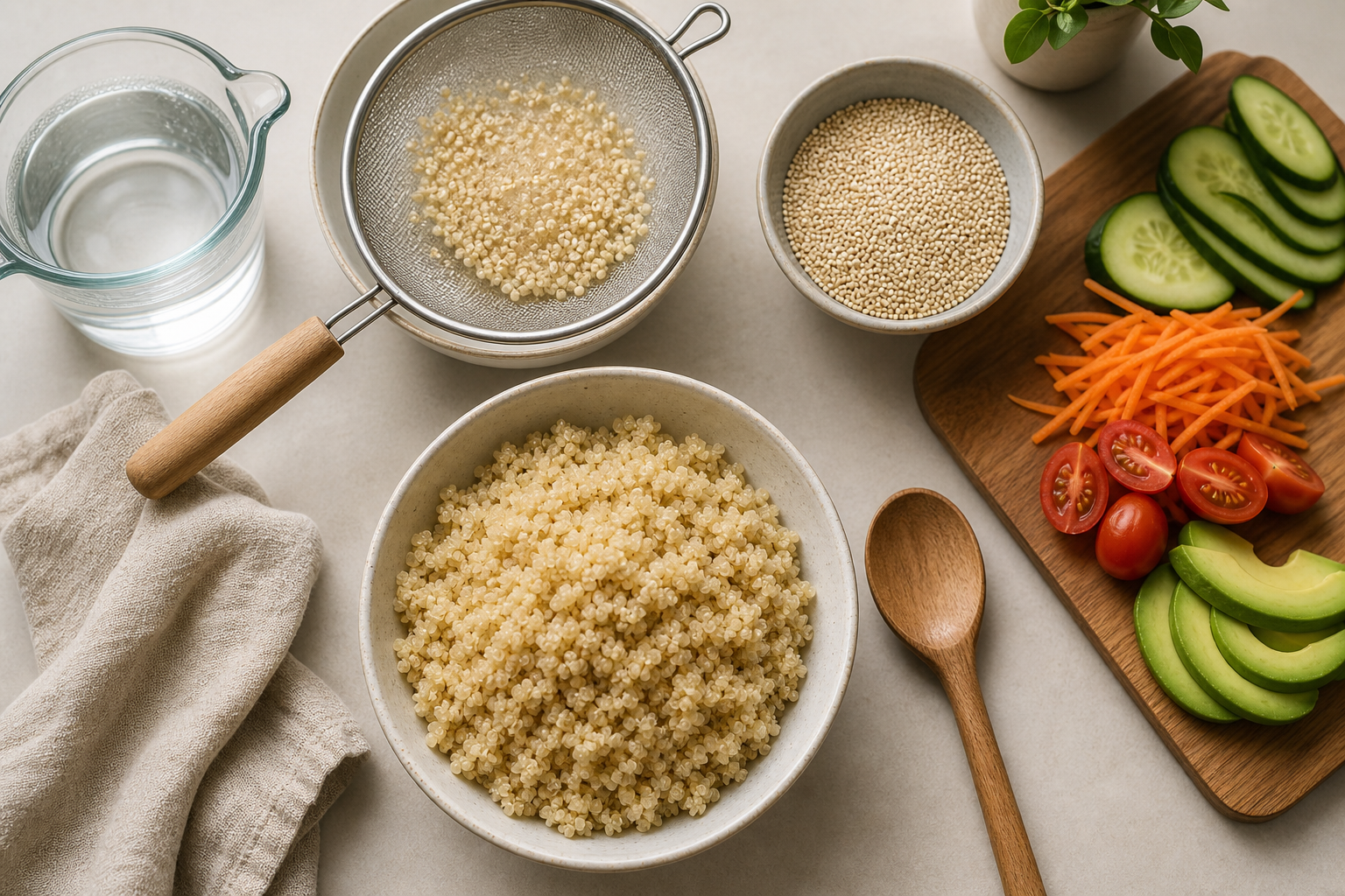 Comment réussir la cuisson du quinoa sans qu’il devienne pâteux : dosage, rinçage et temps de repos
