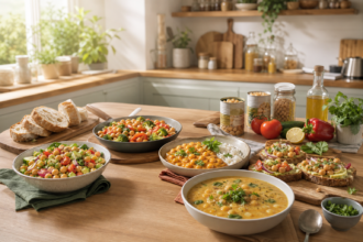 Composer 5 repas du soir complets avec des pois chiches en conserve