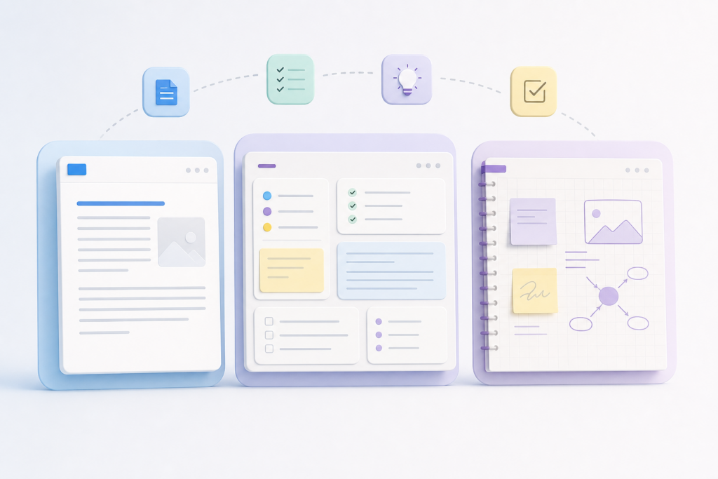 Google Docs, Notion ou OneNote : comment choisir l’outil le plus simple pour prendre ses notes de travail sans se disperser — illustration 1