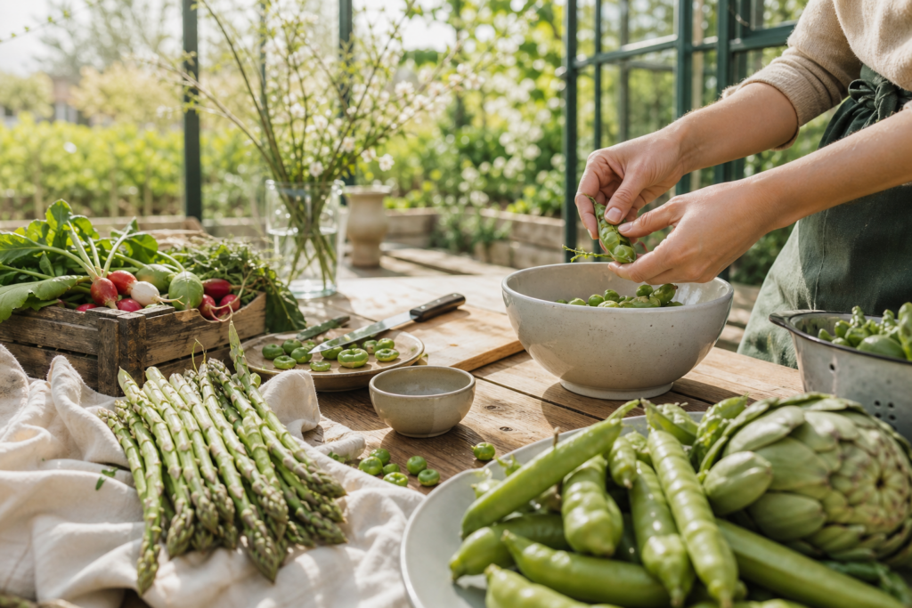 Le guide pour cuisiner les légumes de printemps sans les abîmer : asperges, petits pois, radis, fèves et artichauts — illustration 1