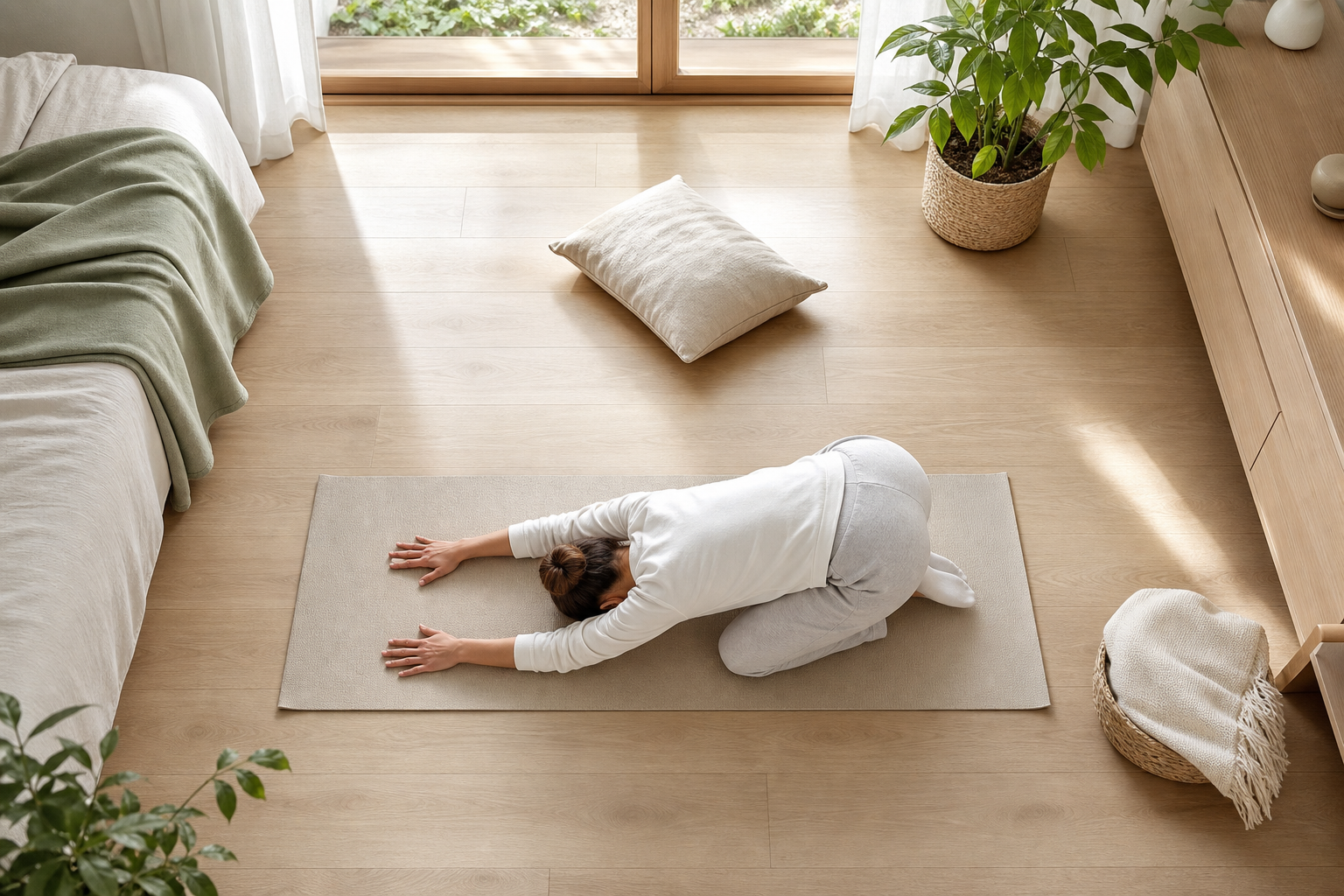 Le stretching doux du matin : 7 mouvements simples pour réveiller le corps sans se faire mal