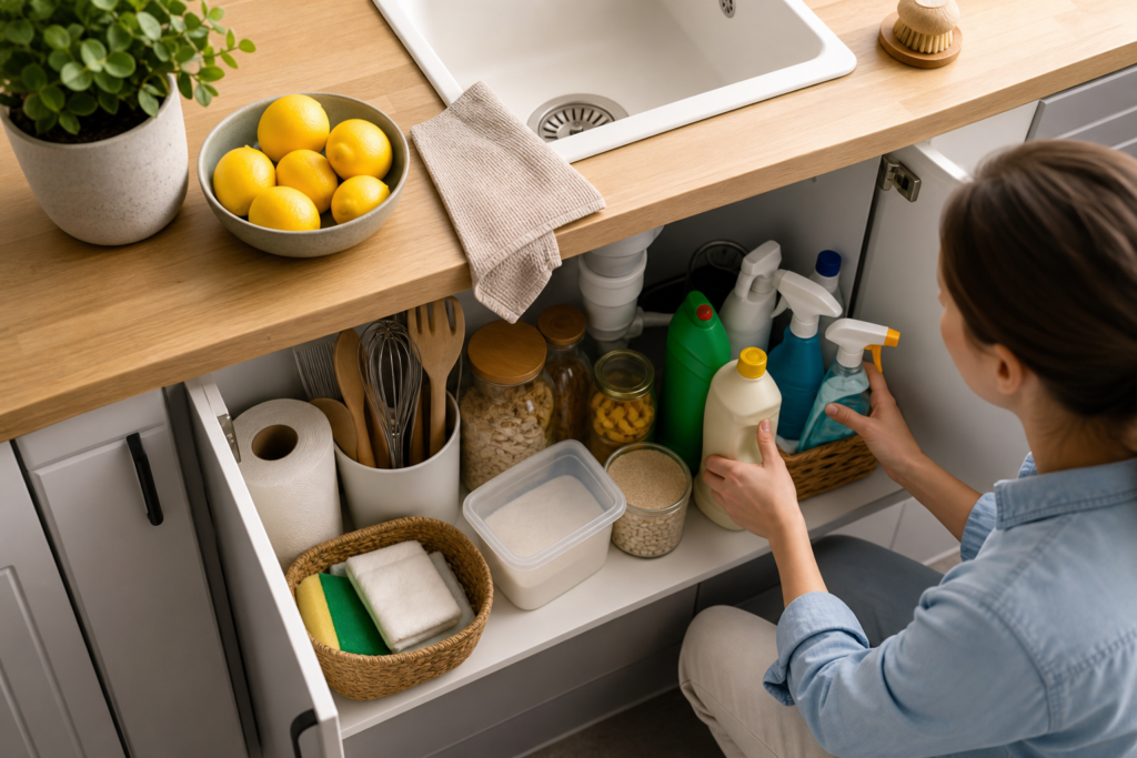 Les erreurs à éviter quand on stocke ses produits ménagers dans la cuisine ou la salle de bain — illustration 1