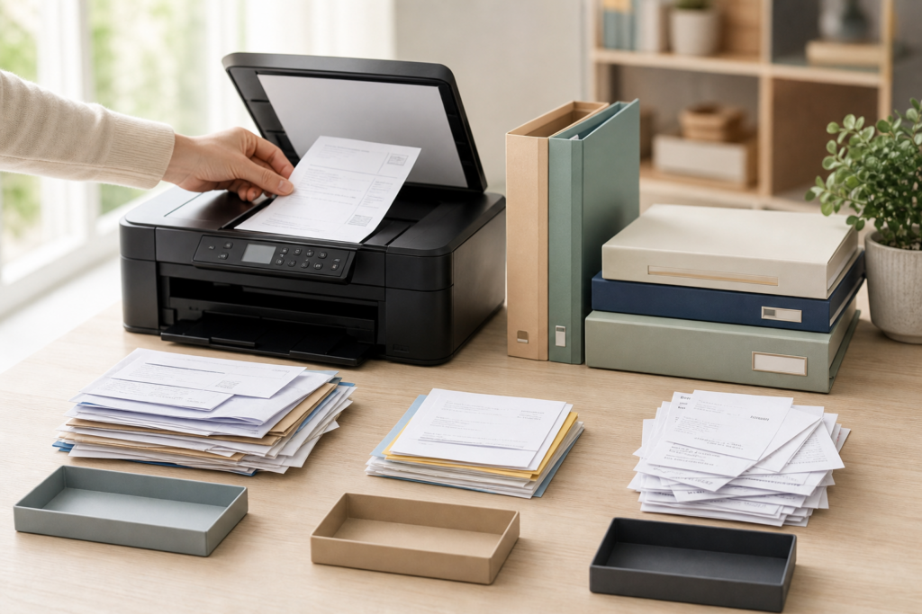 Scanner ses documents administratifs à la maison : la méthode simple pour les retrouver vite et éviter les piles de papier — illustration 1