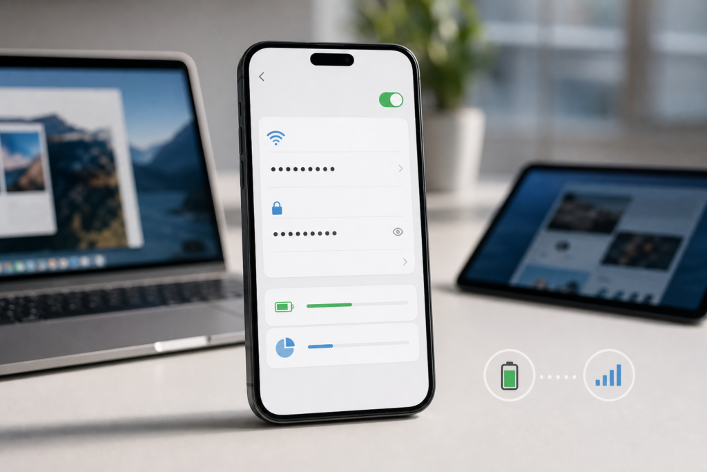 Activer et personnaliser le partage de connexion sur smartphone : nom du réseau, mot de passe et limites d’usage — illustration 1