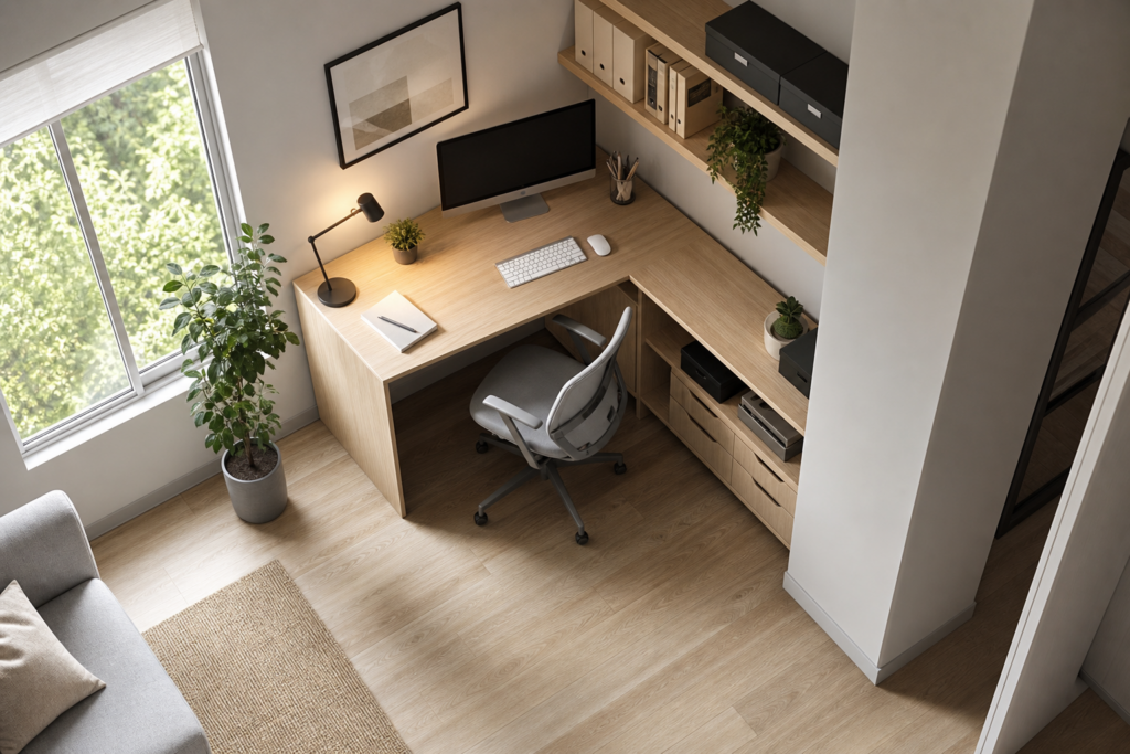 Comment aménager un bureau d’angle pour gagner de la place sans sacrifier le confort de travail — illustration 1