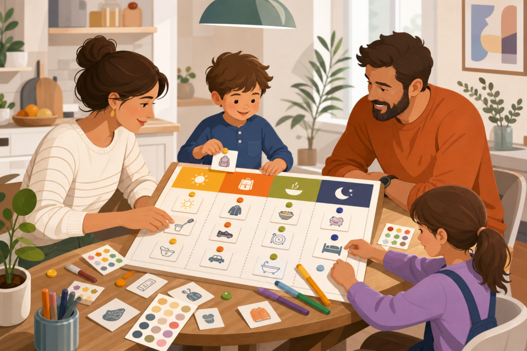 Comment créer un tableau de routines familiales par moments de la journée pour fluidifier le quotidien — illustration 1