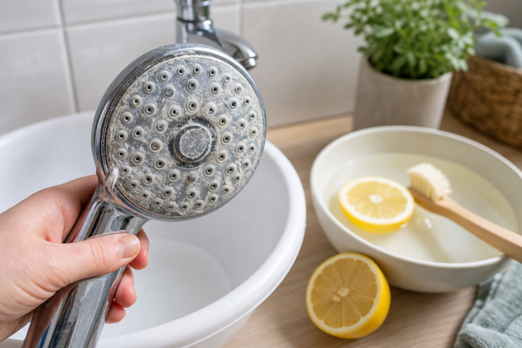 Comment détartrer un pommeau de douche très entartré sans le démonter : méthode au vinaigre, au citron ou avec un sachet trempé — illustration 1