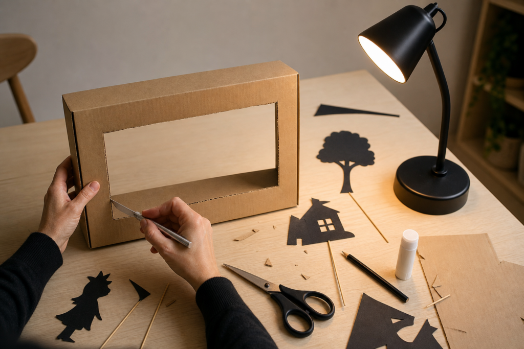 Comment fabriquer un mini-théâtre d’ombres à la maison avec du carton et une lampe — illustration 1