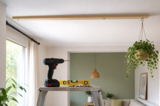 Comment poser un tasseau au plafond pour suspendre un rideau léger, une plante ou un petit luminaire