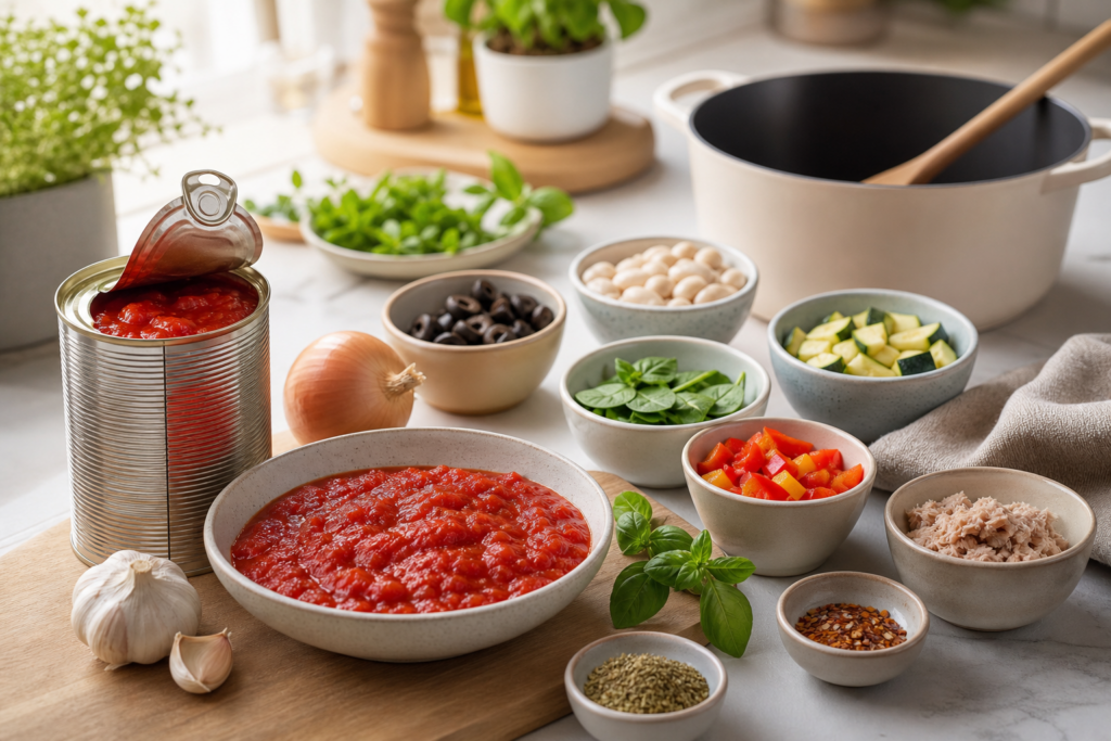 Composer 5 repas simples avec des conserves de tomates sans refaire toujours la même sauce — illustration 1