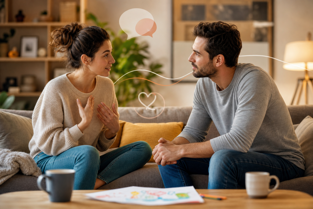 Messages « je » en famille ou en couple : comment désamorcer une critique sans mettre l’autre sur la défensive — illustration 1