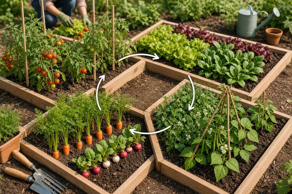 Rotation des cultures dans un petit potager : la méthode simple sur 3 ou 4 parcelles — illustration 1