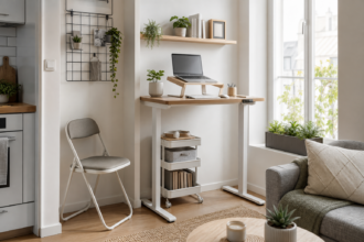 Télétravail : comment mettre en place un vrai poste de travail assis-debout avec peu de place